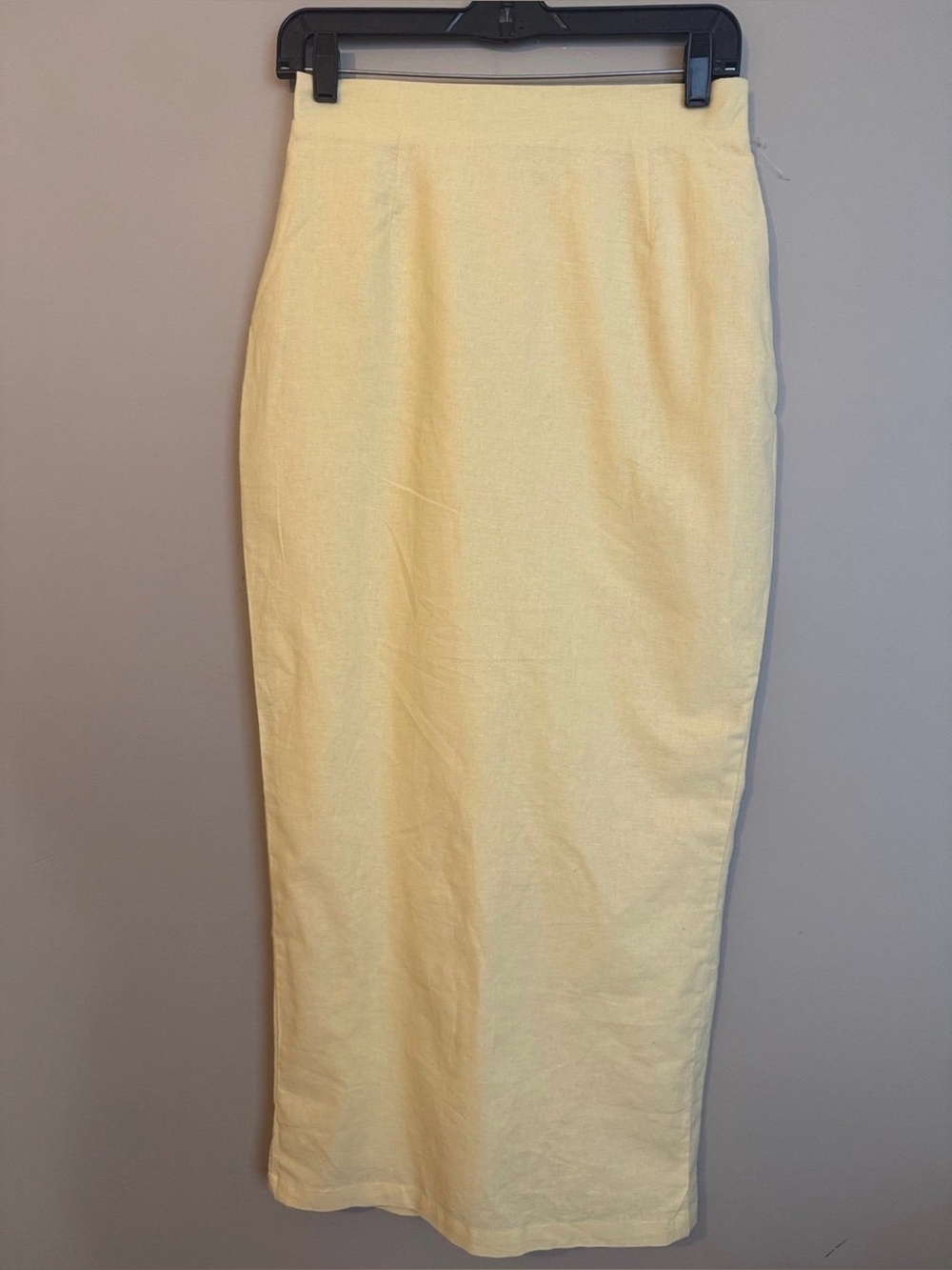 NWOT- Petal And Pup Mera Linen Blend Maxi Pencil Skirt, yellow, size small
